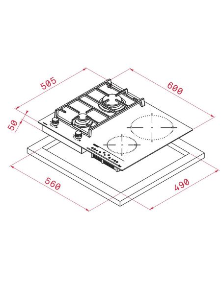 TEKA JZC 64322 ABN 2gas+2ind. Combi cryatal Induktio ja kaasuliedet (2)