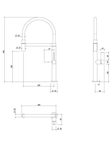 BARAZZA FLEXI 1RUBMFX Kitchen tap with large spray head