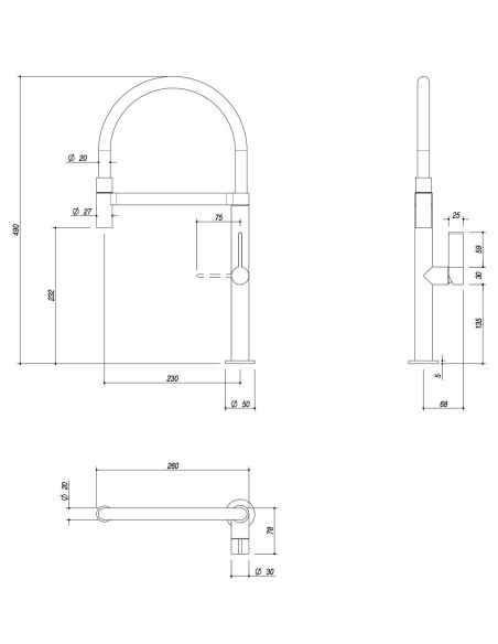 BARAZZA FLEXI 1RUBMFX кухонный смеситель c душевой головкой