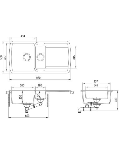 AQUASANITA Kitchen sink LIRA SQL151