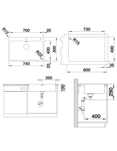 BLANCO ANDANO 700-IF/A 522995 St.Steel Kitchen sink
