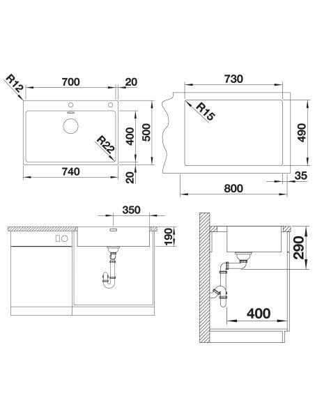 BLANCO ANDANO 700-IF/A 522995 St.Steel Kitchen sink