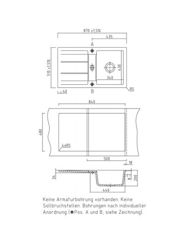 Systemceram GENEA 87 Kivikeraaminen Keittiöallas