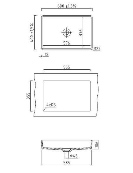 SYSTEMCERAM LAVARA 60 Ceramic sink