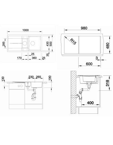 BLANCO METRA 6 S Beton-Style Silgranit Kitchen sink