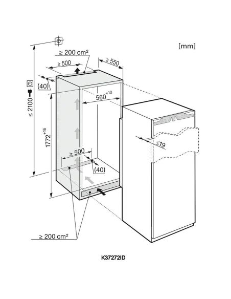 MIELE K 7743 E Интегрируемый холодильный шкаф