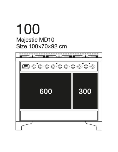 ILVE MD10 MAJESTIС Vabaltseisev Pliit Kahe ahjuga, Majestic