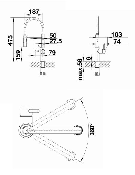 BLANCO CATRIS-S Flexo Kitchen tap with large spray head
