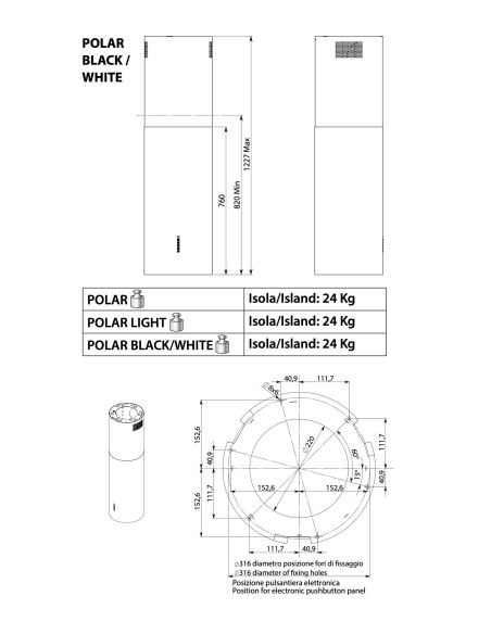 FALMEC POLAR Isla Valge Lakke kinnitatav õhupuhasti