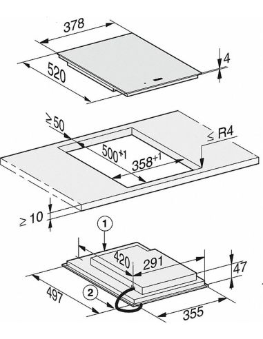 MIELE CS 7612 FL SmartLine-yksikkö PowerFlex-induktiokeittoalue
