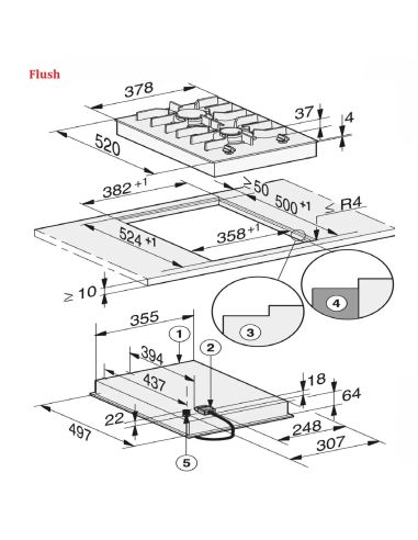 MIELE CS 7102 FL SmartLine panel element with two gas burners