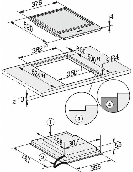 MIELE CS 7632 FL SmartLine element koos induktsioon Teppan Yaki